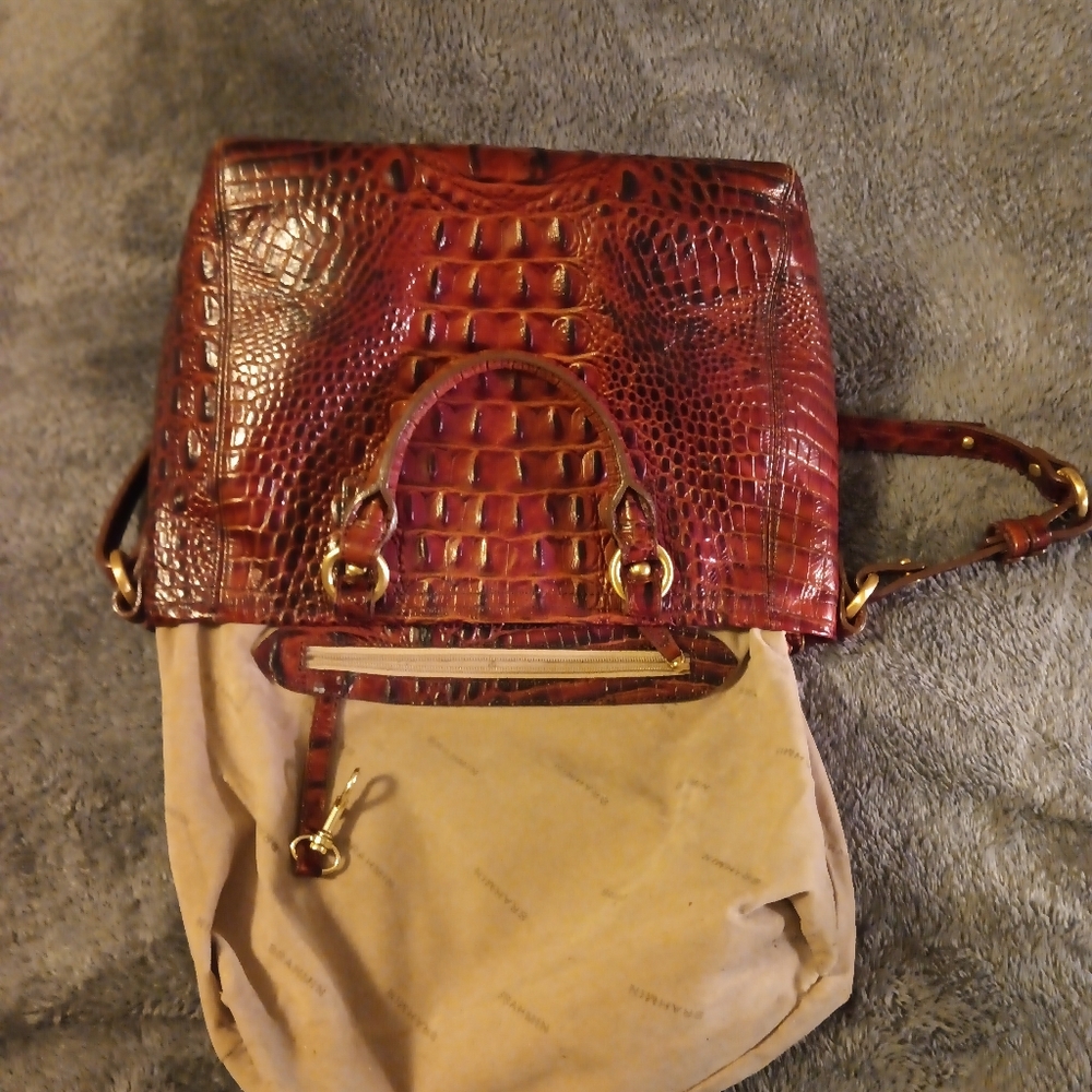 Brahmin Brown/Pecan Crocodile Embossed Leather Bag - Picture 5 of 9